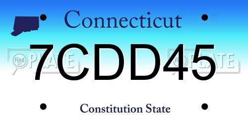 7CDD45 Connecticut License Plate
