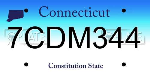 7CDM344 Connecticut License Plate