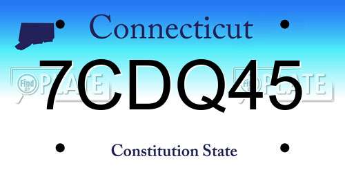7CDQ45 Connecticut License Plate