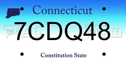 7CDQ48 Connecticut License Plate