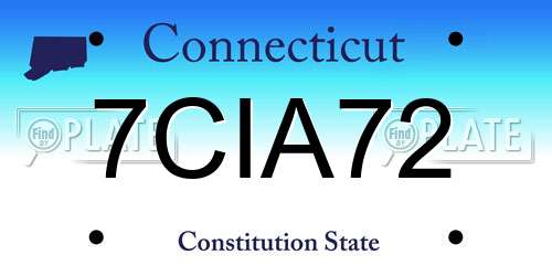 7CIA72 Connecticut License Plate