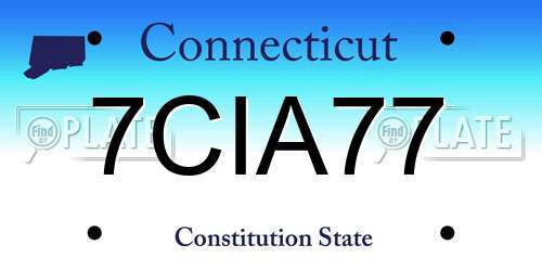 7CIA77 Connecticut License Plate