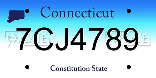 7CJ4789 Connecticut License Plate