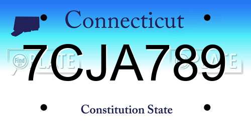 7CJA789 Connecticut License Plate