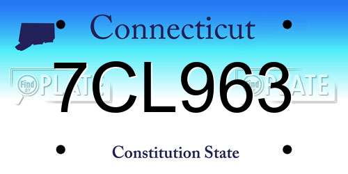 7CL963 Connecticut License Plate