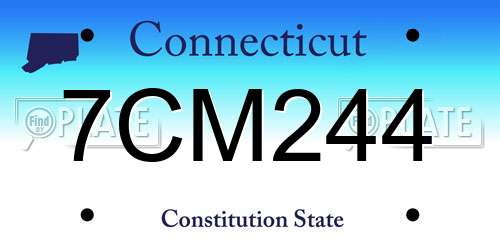 7CM244 Connecticut License Plate