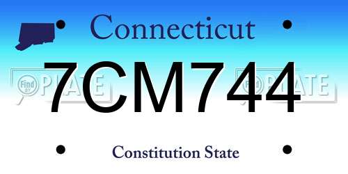 7CM744 Connecticut License Plate