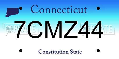 7CMZ44 Connecticut License Plate
