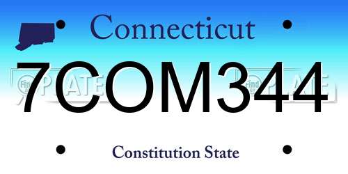 7COM344 Connecticut License Plate