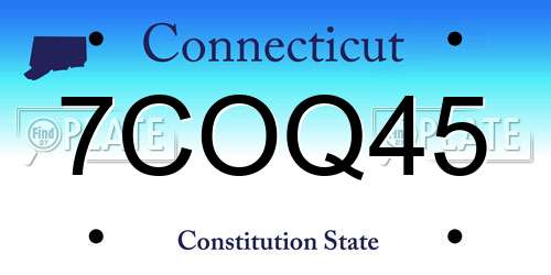 7COQ45 Connecticut License Plate