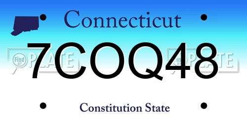 7COQ48 Connecticut License Plate