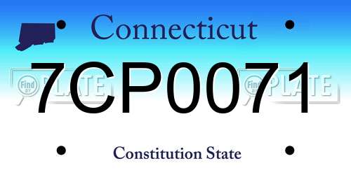 7CP0071 Connecticut License Plate