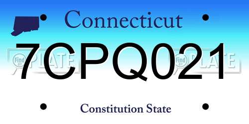 7CPQ021 Connecticut License Plate