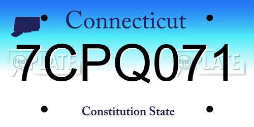 7CPQ071 Connecticut License Plate