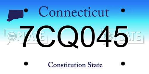 7CQ045 Connecticut License Plate