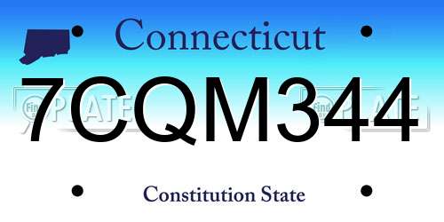 7CQM344 Connecticut License Plate