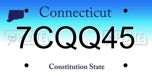 7CQQ45 Connecticut License Plate