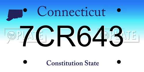 7CR643 Connecticut License Plate