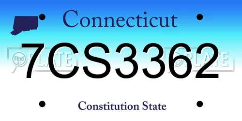 7CS3362 Connecticut License Plate