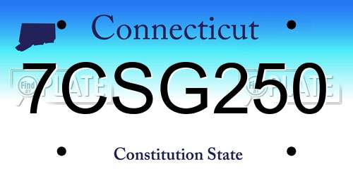 7CSG250 Connecticut License Plate