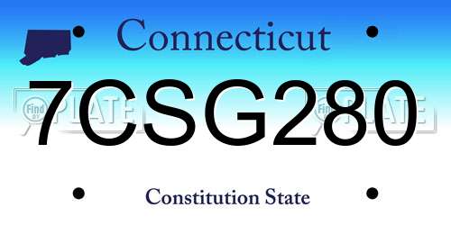 7CSG280 Connecticut License Plate