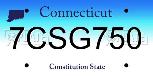 7CSG750 Connecticut License Plate