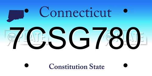 7CSG780 Connecticut License Plate