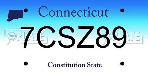 7CSZ89 Connecticut License Plate