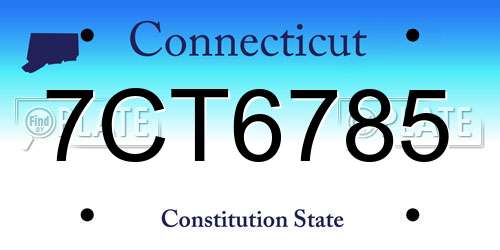7CT6785 Connecticut License Plate