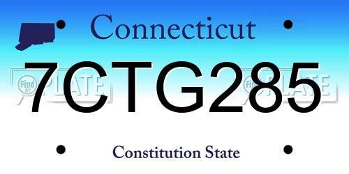 7CTG285 Connecticut License Plate