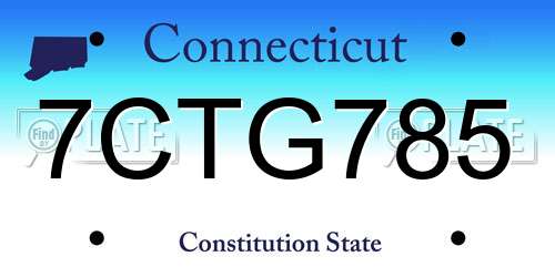 7CTG785 Connecticut License Plate