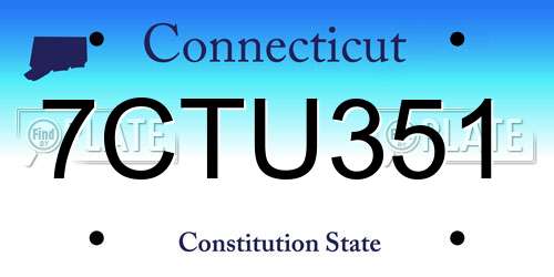 7CTU351 Connecticut License Plate