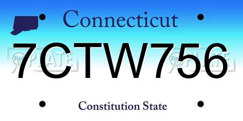 7CTW756 Connecticut License Plate