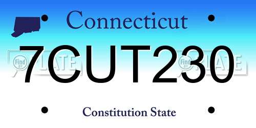 7CUT230 Connecticut License Plate