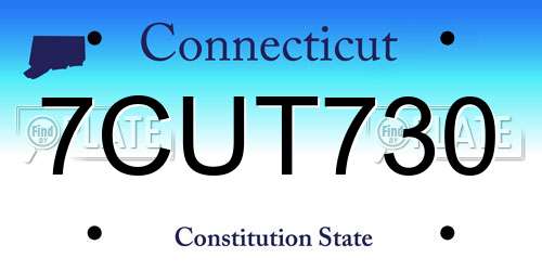 7CUT730 Connecticut License Plate