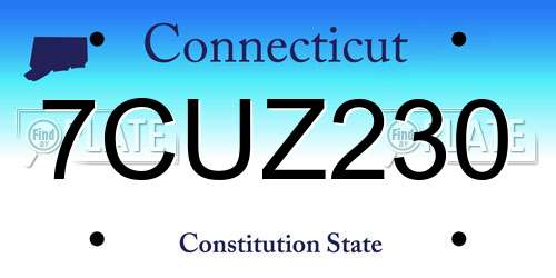 7CUZ230 Connecticut License Plate