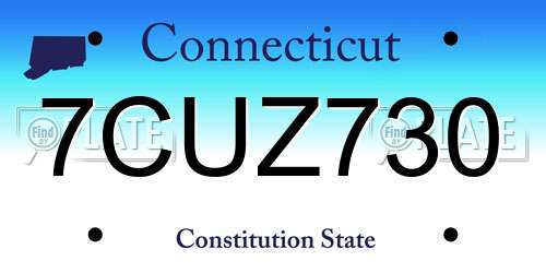 7CUZ730 Connecticut License Plate