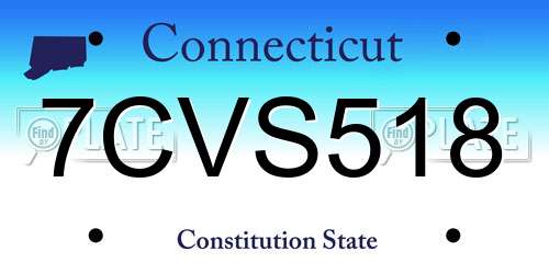 7CVS518 Connecticut License Plate
