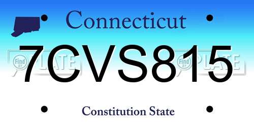 7CVS815 Connecticut License Plate