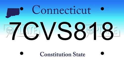 7CVS818 Connecticut License Plate