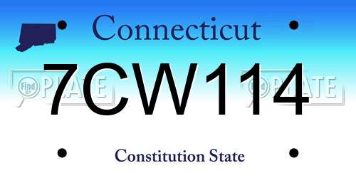 7CW114 Connecticut License Plate