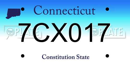 7CX017 Connecticut License Plate