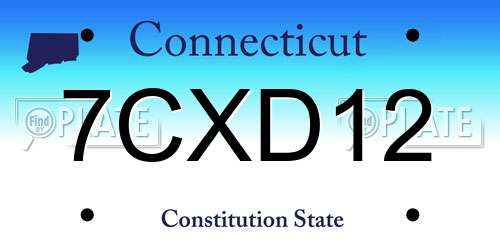 7CXD12 Connecticut License Plate