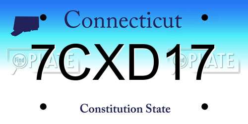 7CXD17 Connecticut License Plate