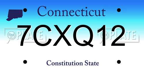 7CXQ12 Connecticut License Plate