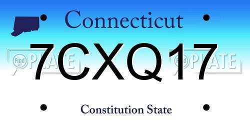 7CXQ17 Connecticut License Plate