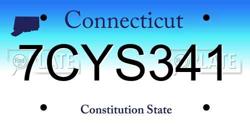 7CYS341 Connecticut License Plate