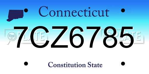 7CZ6785 Connecticut License Plate