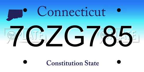 7CZG785 Connecticut License Plate