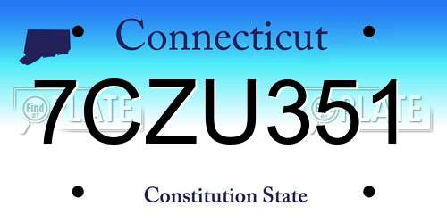 7CZU351 Connecticut License Plate